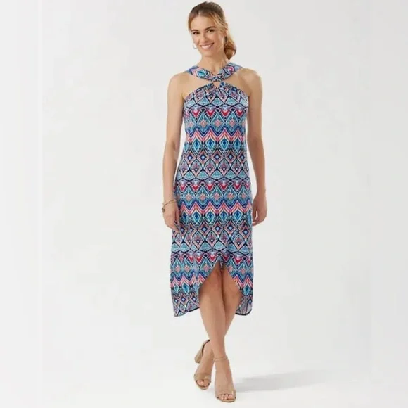 blue summer dress for women Blue Floral Short Sleeve Midi Dress - All Dresses
